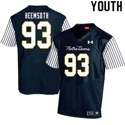 Notre Dame Fighting Irish Youth Zane Heemsoth #93 Navy Under Armour Alternate Authentic Stitched College NCAA Football Jersey DQL5299QW